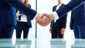 a group of business people and another person being added to the team